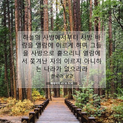 Picture 07 - 예레미야 49:36 KOR - 하늘의 사방에서부터 사방 바람을 - Bible Verse Picture