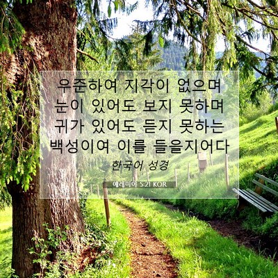 Picture 07 - 예레미야 5:21 KOR - 우준하여 지각이 없으며 눈이 있어도 - Bible Verse Picture