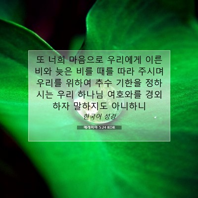 Picture 07 - 예레미야 5:24 KOR - 또 너희 마음으로 우리에게 이른 - Bible Verse Picture