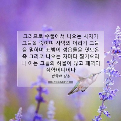 Picture 07 - 예레미야 5:6 KOR - 그러므로 수풀에서 나오는 사자가 - Bible Verse Picture