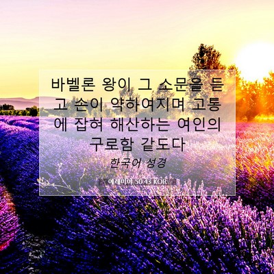 Picture 07 - 예레미야 50:43 KOR - 바벨론 왕이 그 소문을 듣고 손이 - Bible Verse Picture