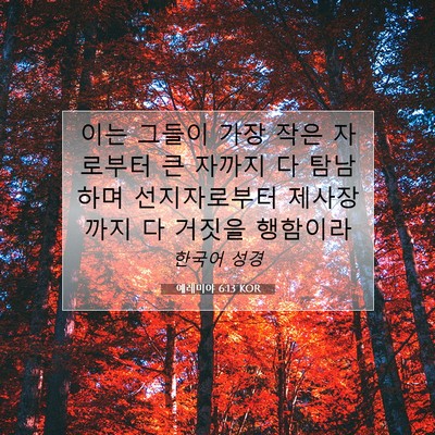 Picture 07 - 예레미야 6:13 KOR - 이는 그들이 가장 작은 자로부터 큰 - Bible Verse Picture