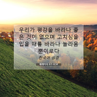 Picture 07 - 예레미야 8:15 KOR - 우리가 평강을 바라나 좋은 것이 - Bible Verse Picture