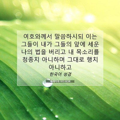Picture 07 - 예레미야 9:13 KOR - 여호와께서 말씀하시되 이는 그들이 - Bible Verse Picture
