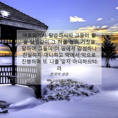 Picture 07 - 예레미야 9:3 KOR - 여호와께서 말씀하시되 그들이 활을 - Bible Verse Picture