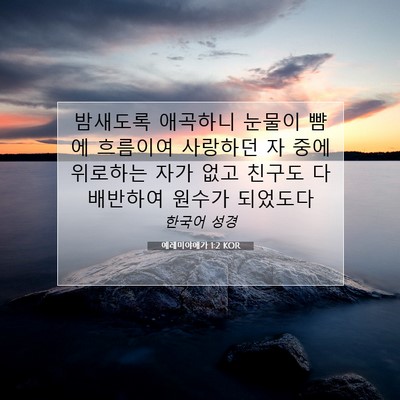 Picture 07 - 예레미야애가 1:2 KOR - 밤새도록 애곡하니 눈물이 뺨에 - Bible Verse Picture