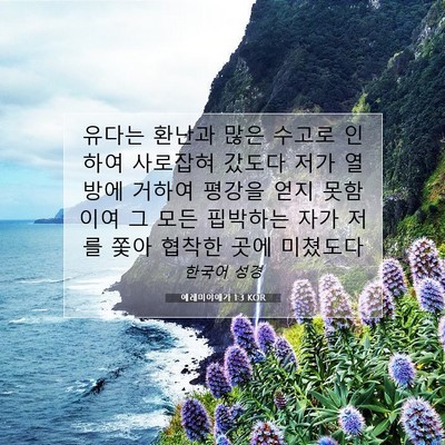 Picture 07 - 예레미야애가 1:3 KOR - 유다는 환난과 많은 수고로 인하여 - Bible Verse Picture