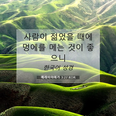 Picture 07 - 예레미야애가 3:27 KOR - 사람이 젊었을 때에 멍에를 메는 - Bible Verse Picture