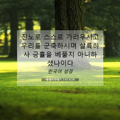 Picture 07 - 예레미야애가 3:43 KOR - 진노로 스스로 가리우시고 우리를 - Bible Verse Picture