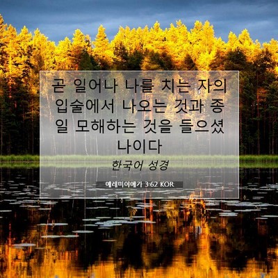 Picture 07 - 예레미야애가 3:62 KOR - 곧 일어나 나를 치는 자의 입술에서 - Bible Verse Picture