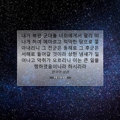 Picture 07 - 요엘 2:20 KOR - 내가 북편 군대를 너희에게서 멀리 - Bible Verse Picture