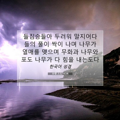 Picture 07 - 요엘 2:22 KOR - 들짐승들아 두려워 말지어다 들의 - Bible Verse Picture