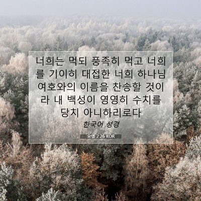 Picture 07 - 요엘 2:26 KOR - 너희는 먹되 풍족히 먹고 너희를 - Bible Verse Picture