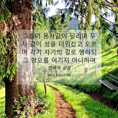 Picture 07 - 요엘 2:7 KOR - 그들이 용사같이 달리며 무사 같이 - Bible Verse Picture