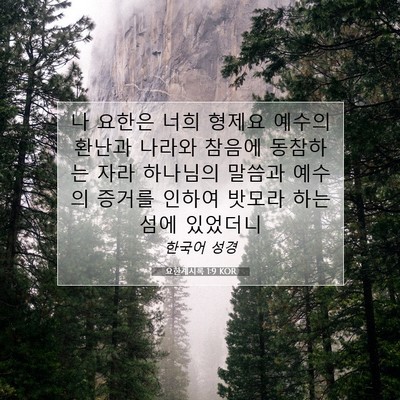 Picture 07 - 요한계시록 1:9 KOR - 나 요한은 너희 형제요 예수의 - Bible Verse Picture