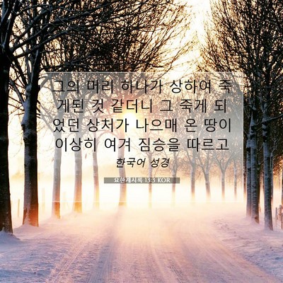 Picture 07 - 요한계시록 13:3 KOR - 그의 머리 하나가 상하여 죽게된 것 - Bible Verse Picture