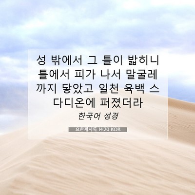 Picture 07 - 요한계시록 14:20 KOR - 성 밖에서 그 틀이 밟히니 틀에서 - Bible Verse Picture