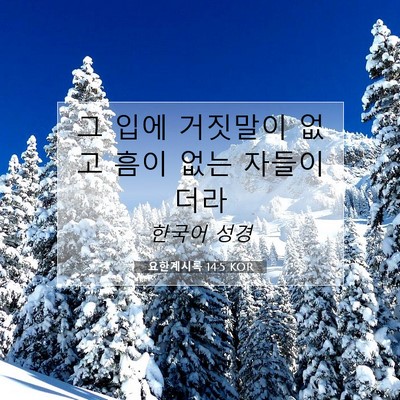 Picture 07 - 요한계시록 14:5 KOR - 그 입에 거짓말이 없고 흠이 없는 - Bible Verse Picture