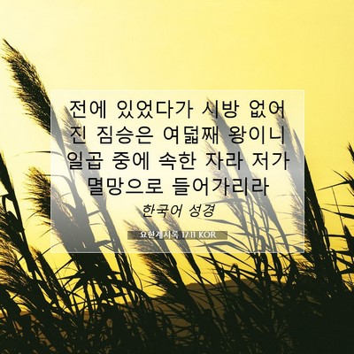 Picture 07 - 요한계시록 17:11 KOR - 전에 있었다가 시방 없어진 짐승은 - Bible Verse Picture