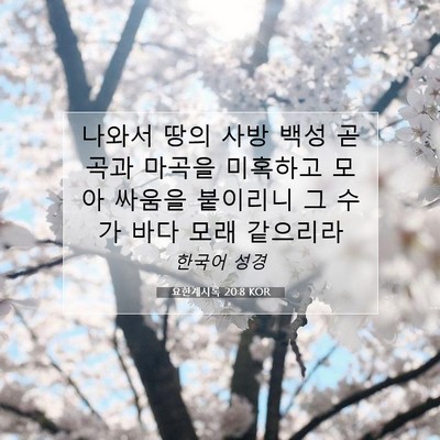 Picture 07 - 요한계시록 20:8 KOR - 나와서 땅의 사방 백성 곧 곡과 - Bible Verse Picture