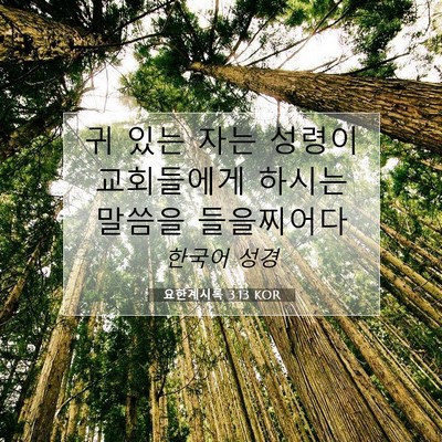 Picture 07 - 요한계시록 3:13 KOR - 귀 있는 자는 성령이 교회들에게 - Bible Verse Picture