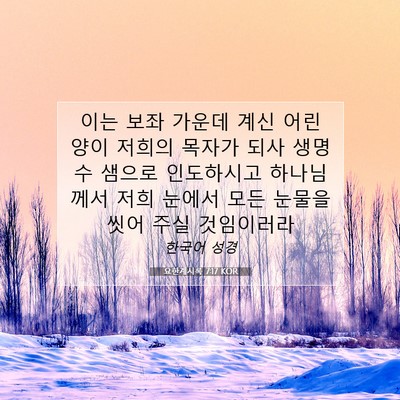 Picture 07 - 요한계시록 7:17 KOR - 이는 보좌 가운데 계신 어린 양이 - Bible Verse Picture