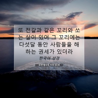 Picture 07 - 요한계시록 9:10 KOR - 또 전갈과 같은 꼬리와 쏘는 살이 - Bible Verse Picture