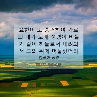 Picture 07 - 요한복음 1:32 KOR - 요한이 또 증거하여 가로되 내가 - Bible Verse Picture