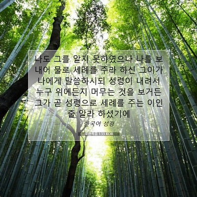 Picture 07 - 요한복음 1:33 KOR - 나도 그를 알지 못하였으나 나를 - Bible Verse Picture