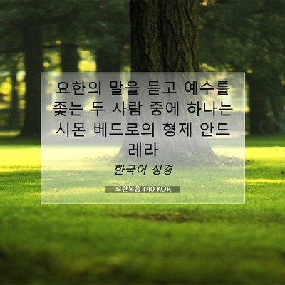 Picture 07 - 요한복음 1:40 KOR - 요한의 말을 듣고 예수를 좇는 두 - Bible Verse Picture