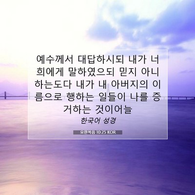 Picture 07 - 요한복음 10:25 KOR - 예수께서 대답하시되 내가 너희에게 - Bible Verse Picture