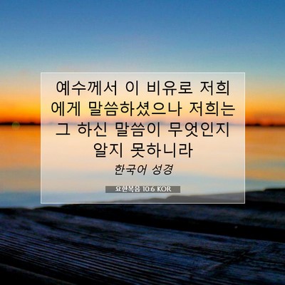 Picture 07 - 요한복음 10:6 KOR - 예수께서 이 비유로 저희에게 - Bible Verse Picture