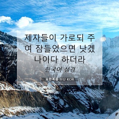 Picture 07 - 요한복음 11:12 KOR - 제자들이 가로되 주여 잠들었으면 - Bible Verse Picture
