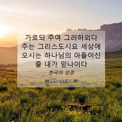 Picture 07 - 요한복음 11:27 KOR - 가로되 주여 그러하외다 주는 - Bible Verse Picture