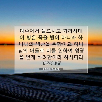 Picture 07 - 요한복음 11:4 KOR - 예수께서 들으시고 가라사대 이 병은 - Bible Verse Picture