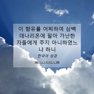 Picture 07 - 요한복음 12:5 KOR - 이 향유를 어찌하여 삼백 데나리온에 - Bible Verse Picture