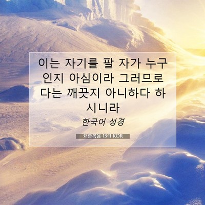 Picture 07 - 요한복음 13:11 KOR - 이는 자기를 팔 자가 누구인지 - Bible Verse Picture