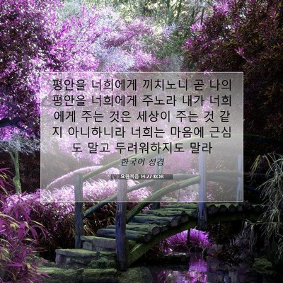 Picture 07 - 요한복음 14:27 KOR - 평안을 너희에게 끼치노니 곧 나의 - Bible Verse Picture