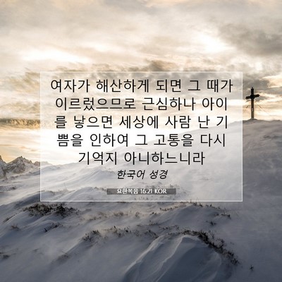 Picture 07 - 요한복음 16:21 KOR - 여자가 해산하게 되면 그 때가 - Bible Verse Picture