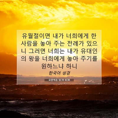 Picture 07 - 요한복음 18:39 KOR - 유월절이면 내가 너희에게 한 사람을 - Bible Verse Picture