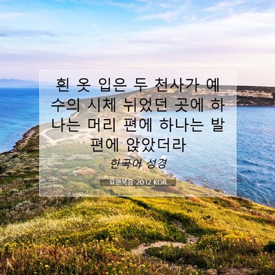Picture 07 - 요한복음 20:12 KOR - 흰 옷 입은 두 천사가 예수의 시체 - Bible Verse Picture