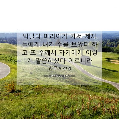 Picture 07 - 요한복음 20:18 KOR - 막달라 마리아가 가서 제자들에게 - Bible Verse Picture