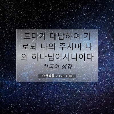 Picture 07 - 요한복음 20:28 KOR - 도마가 대답하여 가로되 나의 주시며 - Bible Verse Picture