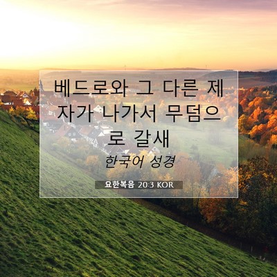 Picture 07 - 요한복음 20:3 KOR - 베드로와 그 다른 제자가 나가서 - Bible Verse Picture