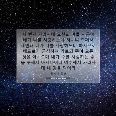 Picture 07 - 요한복음 21:17 KOR - 세 번째 가라사대 요한의 아들 - Bible Verse Picture