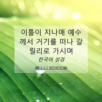Picture 07 - 요한복음 4:43 KOR - 이틀이 지나매 예수께서 거기를 떠나 - Bible Verse Picture