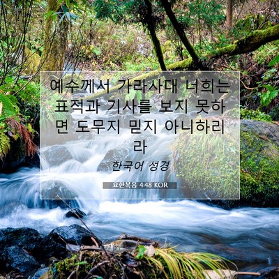 Picture 07 - 요한복음 4:48 KOR - 예수께서 가라사대 너희는 표적과 - Bible Verse Picture