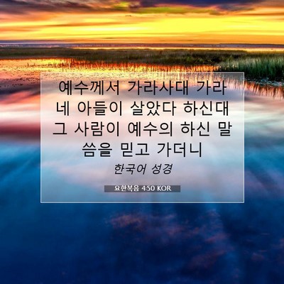 Picture 07 - 요한복음 4:50 KOR - 예수께서 가라사대 가라 네 아들이 - Bible Verse Picture