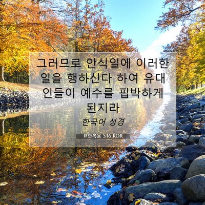 Picture 07 - 요한복음 5:16 KOR - 그러므로 안식일에 이러한 일을 - Bible Verse Picture