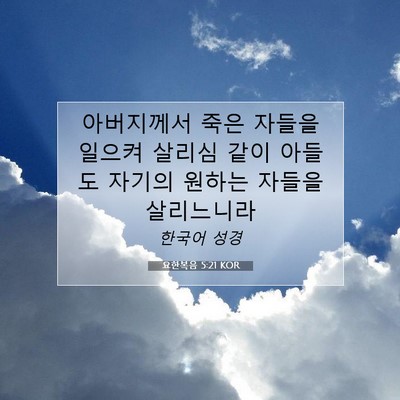 Picture 07 - 요한복음 5:21 KOR - 아버지께서 죽은 자들을 일으켜 - Bible Verse Picture